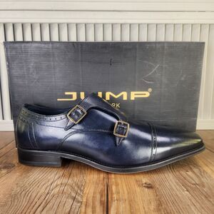 Jump New York Manolo Double Monk Strap Dress Shoes Men Sz 10 M Navy Blue Leather